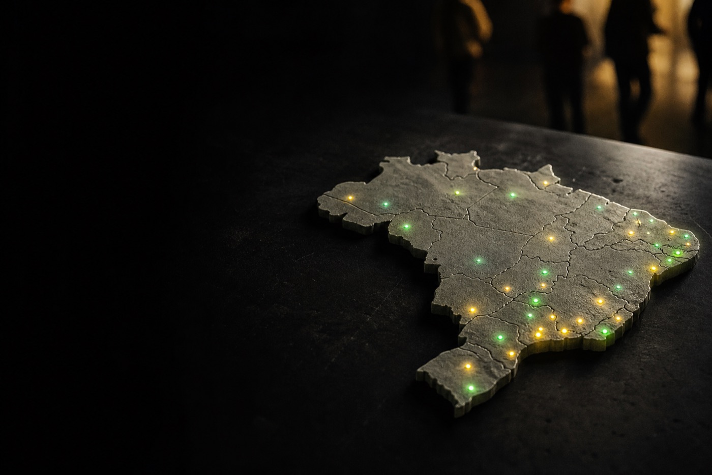 Mapa do Brasil em relevo iluminado