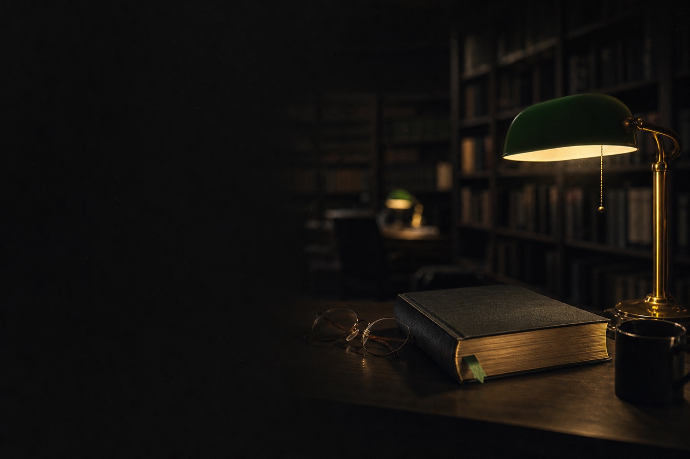 Livro fechado sob luminária