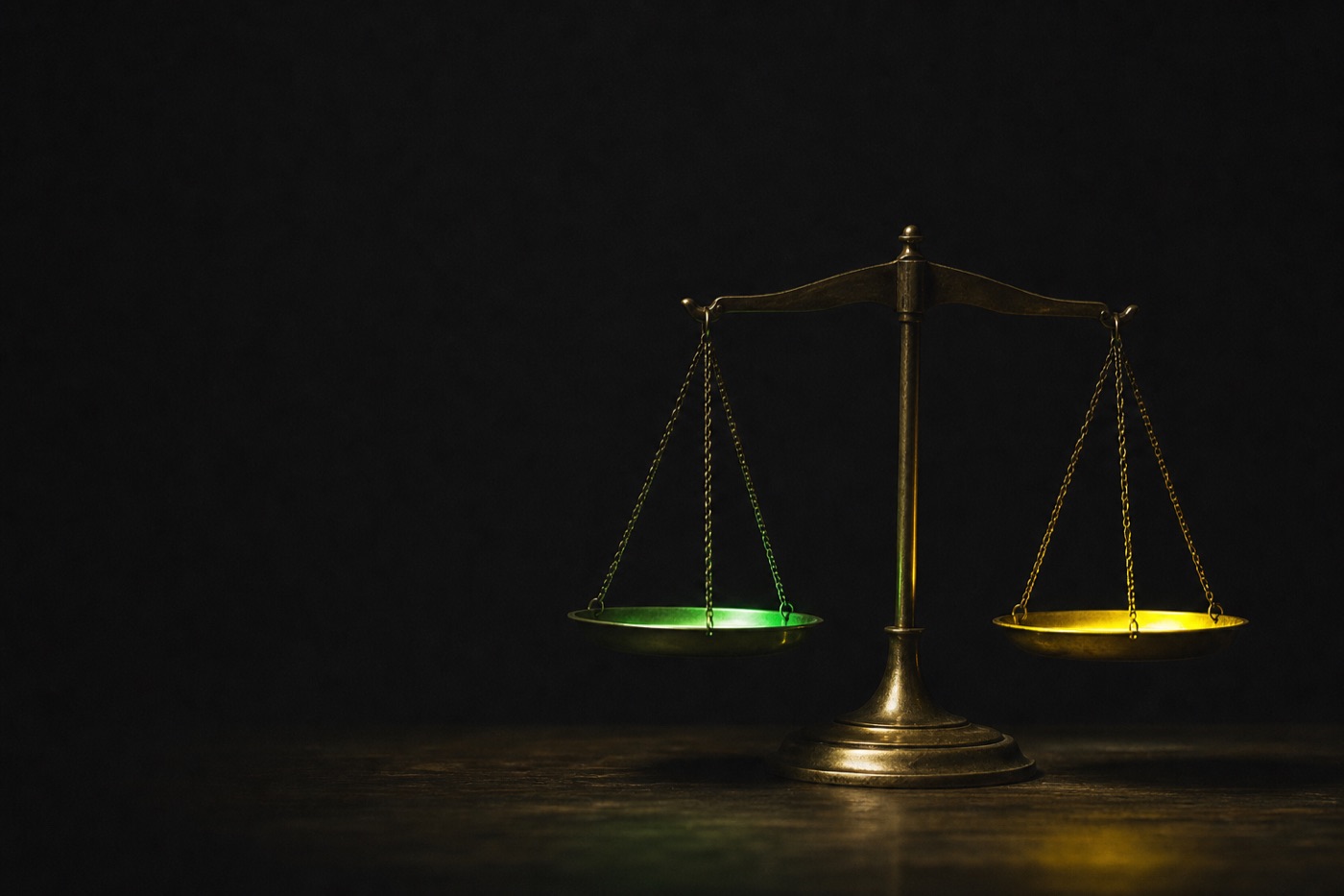Balança de dois pratos quase equilibrada